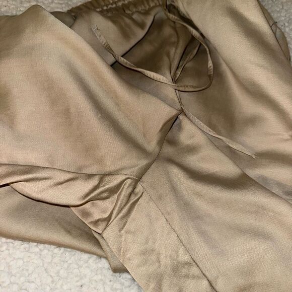 H&M Medium Pull On Drawstring Waist Womens Lyocell Blend Pants Tan Beige EUC - Picture 4 of 7